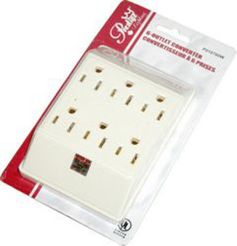 Picture of Outlet Power Wall Tap 6 White - No: P010760W