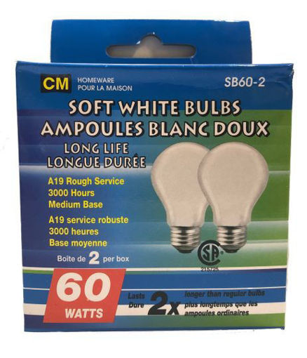 Picture of Bulbs Soft White 60W 2Pk - No SB60W-2