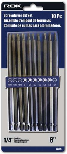 Picture of Bits, Screwdriver 6in 10Pcs Set - No 37205