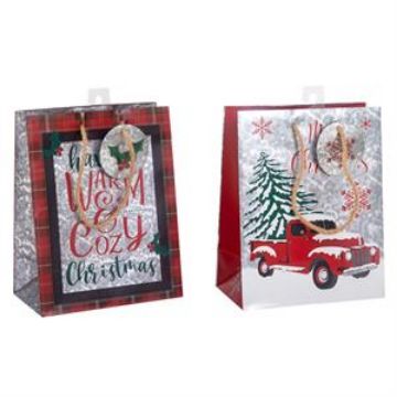 Picture of Gift Bag, Large 4-S, Galvanized-Look - SKU: 31303